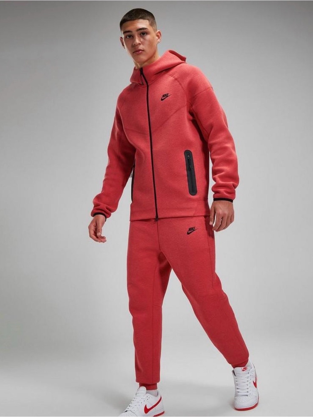 Nike Tech Fleece Set Light University Red Hoodie Joggers Men’s M Tall NWT